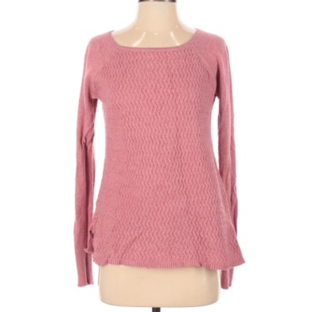Loft Wool Blend Cable Knit Crew Sweater Pink Size Small